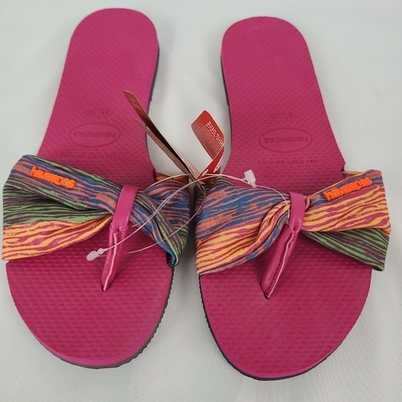 NEW Havaianas Women’s Flip Flop Sandals Pink Electric Size 9/10 MSRP $46 NWT - Picture 3 of 8